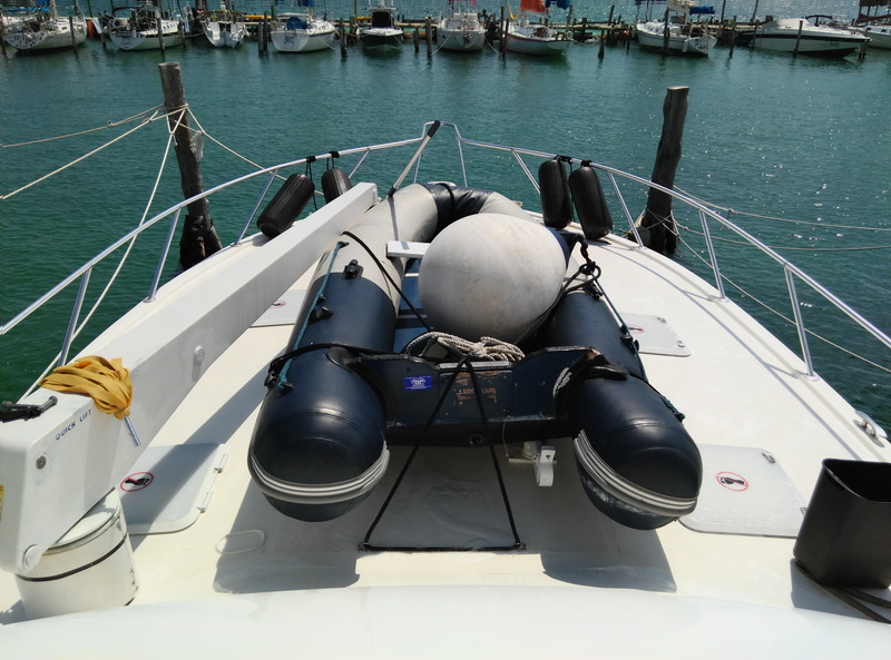 Riviera 51 ft luxury fishing yacht underway Caribbean open water near Holbox Cozumel