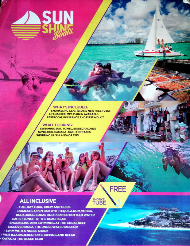 catamaran tour guide with snorkel gear, open bar, buffet lunch and activities included, Cancun Isla Mujeres charter